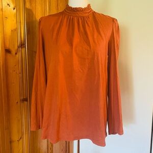 Banana Republic Terracotta Ruffled Long Sleeve Blouse
